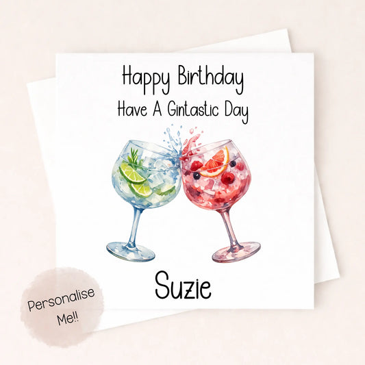Personalised Gin Birthday Card – Funny Gintastic Birthday Card – Gin Lover Birthday Card – Custom Name Birthday Card