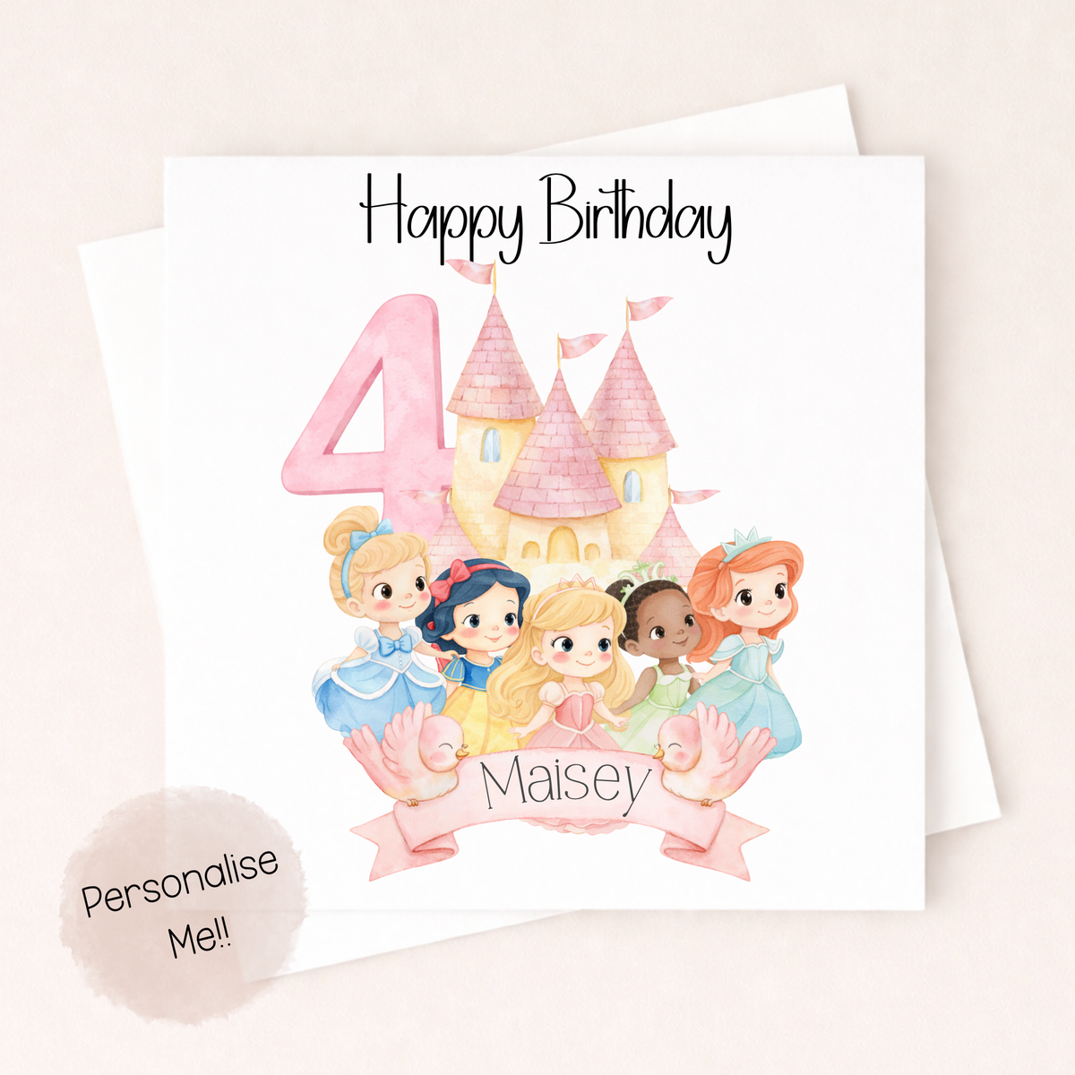 Personalised Princess Birthday Card Girl – Custom Age Birthday Card – Name Girls Birthday Card – Fairytale Princess Card Little Wishes By Amba