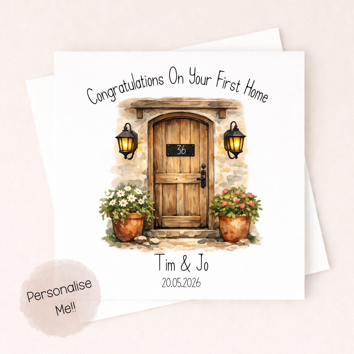 Personalised First Home Card With Address – Rustic Door New Home Card – Housewarming Card Couple – Custom Names & Date Card Little Wishes By Amba
