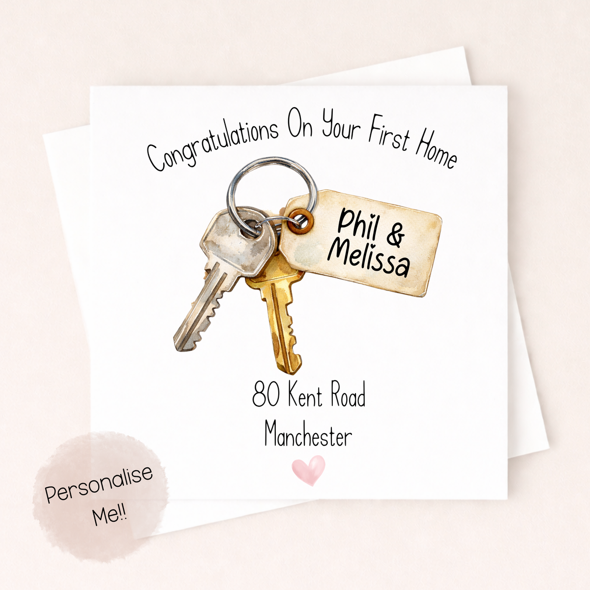 Personalised First Home Card With Address – New Home Keys Card – Housewarming Card Couple – Custom Names & Address Card Little Wishes By Amba