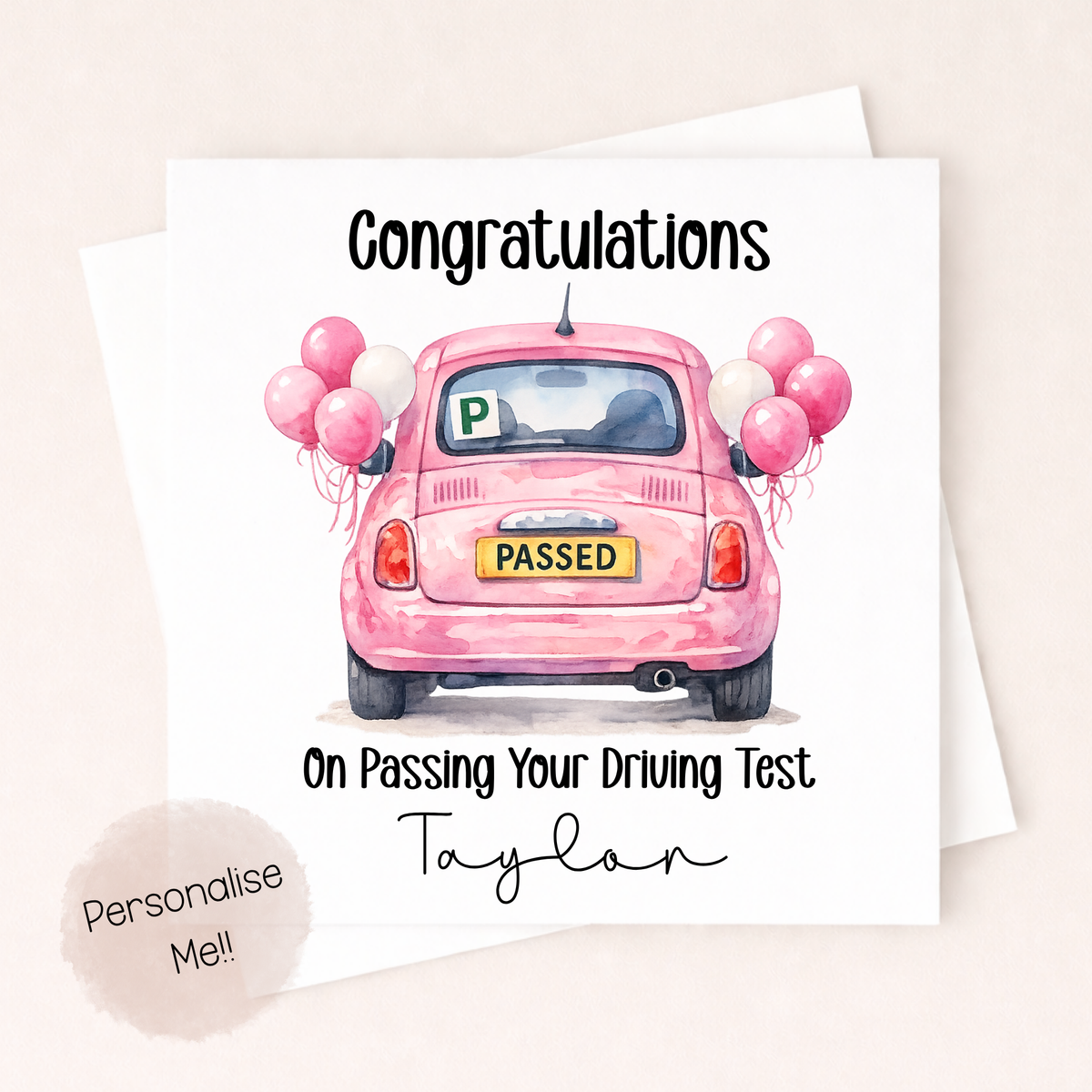 Personalised Driving Test Passed Card – Congratulations Driving Test Card – New Driver Card – Custom Name Passing Test Card Little Wishes By Amba