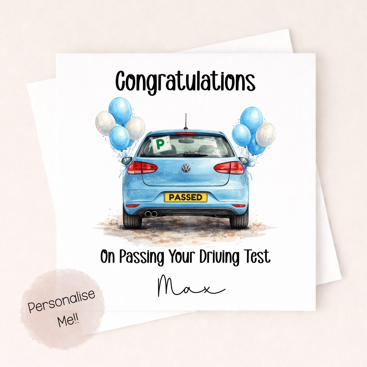 Personalised Driving Test Passed Card – Congratulations New Driver Card – Passed Driving Test Card – Custom Name Card Little Wishes By Amba