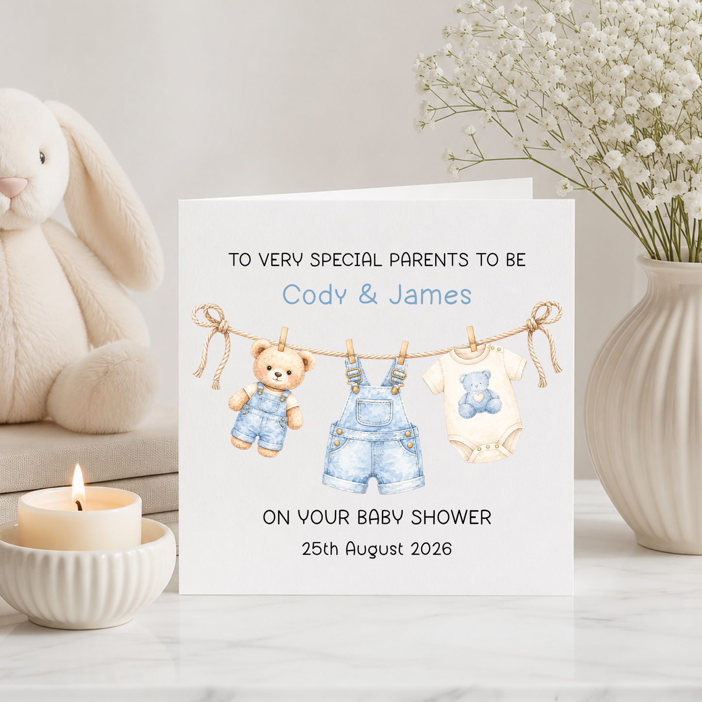 Personalised Baby Shower Card – Parents To Be Card – Custom Name & Date Baby Shower Card – New Baby Card