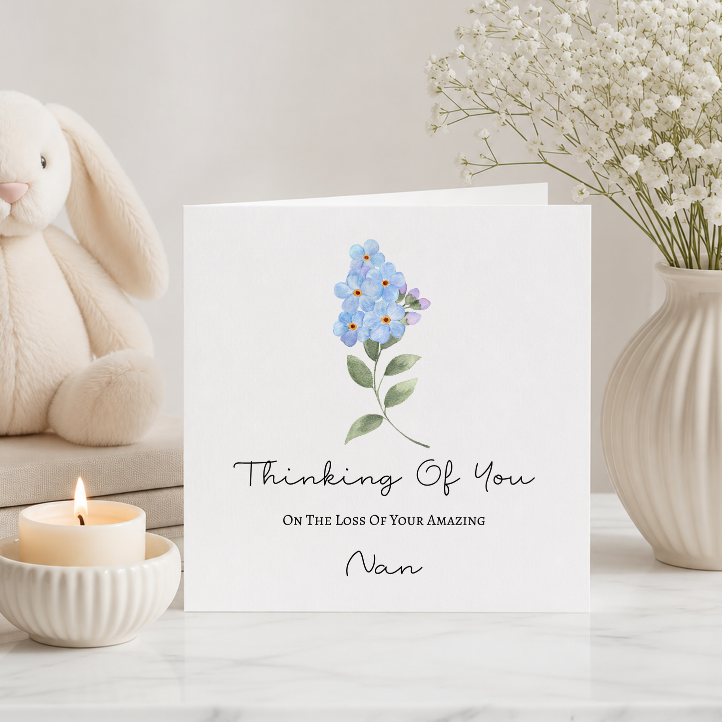 Personalised Sympathy Card for Loss of Nan | Thinking of You Bereavement Card | Custom Condolence Greeting Card