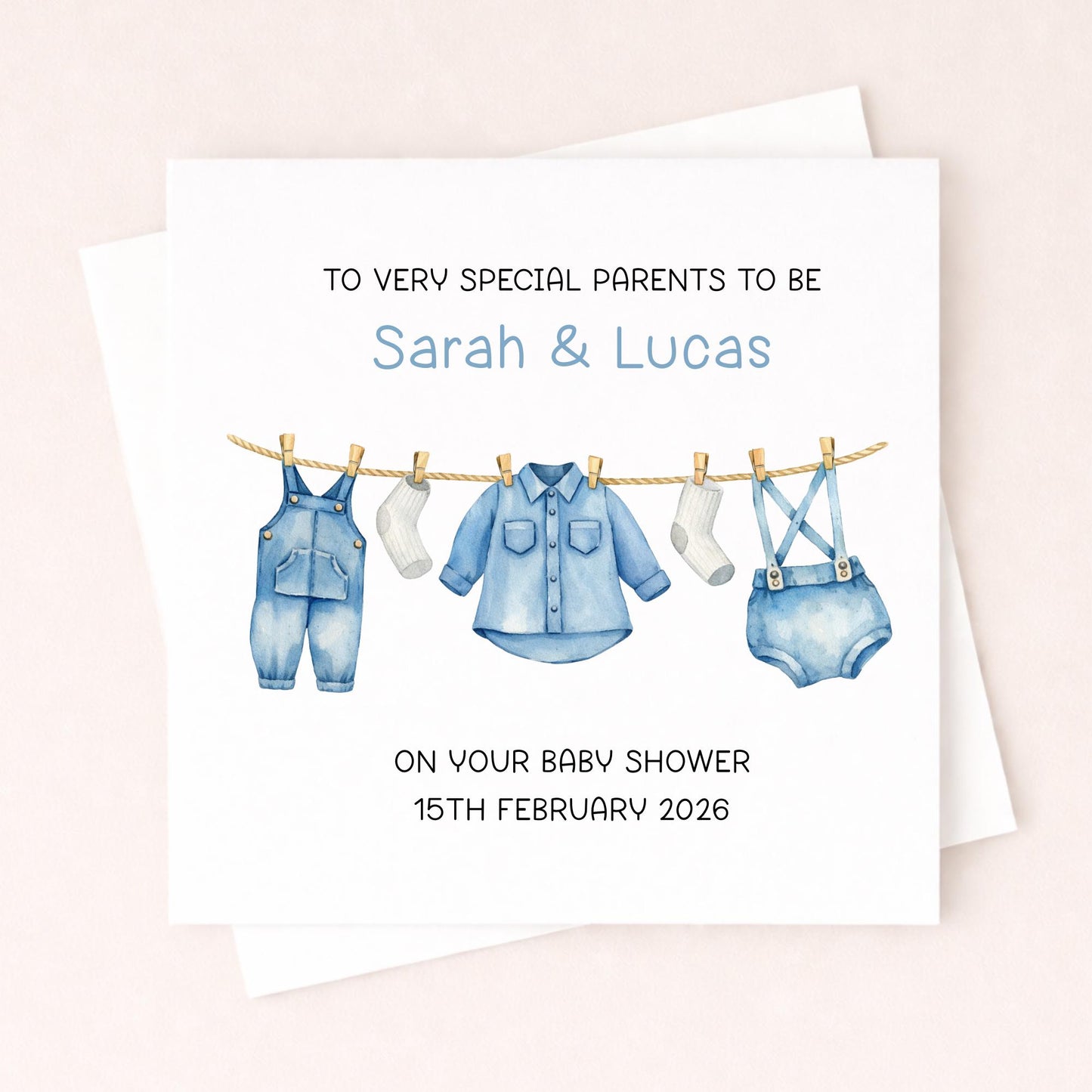 Personalised Baby Shower Card – Parents To Be Card – Custom Name & Date Baby Shower Card – New Baby Card