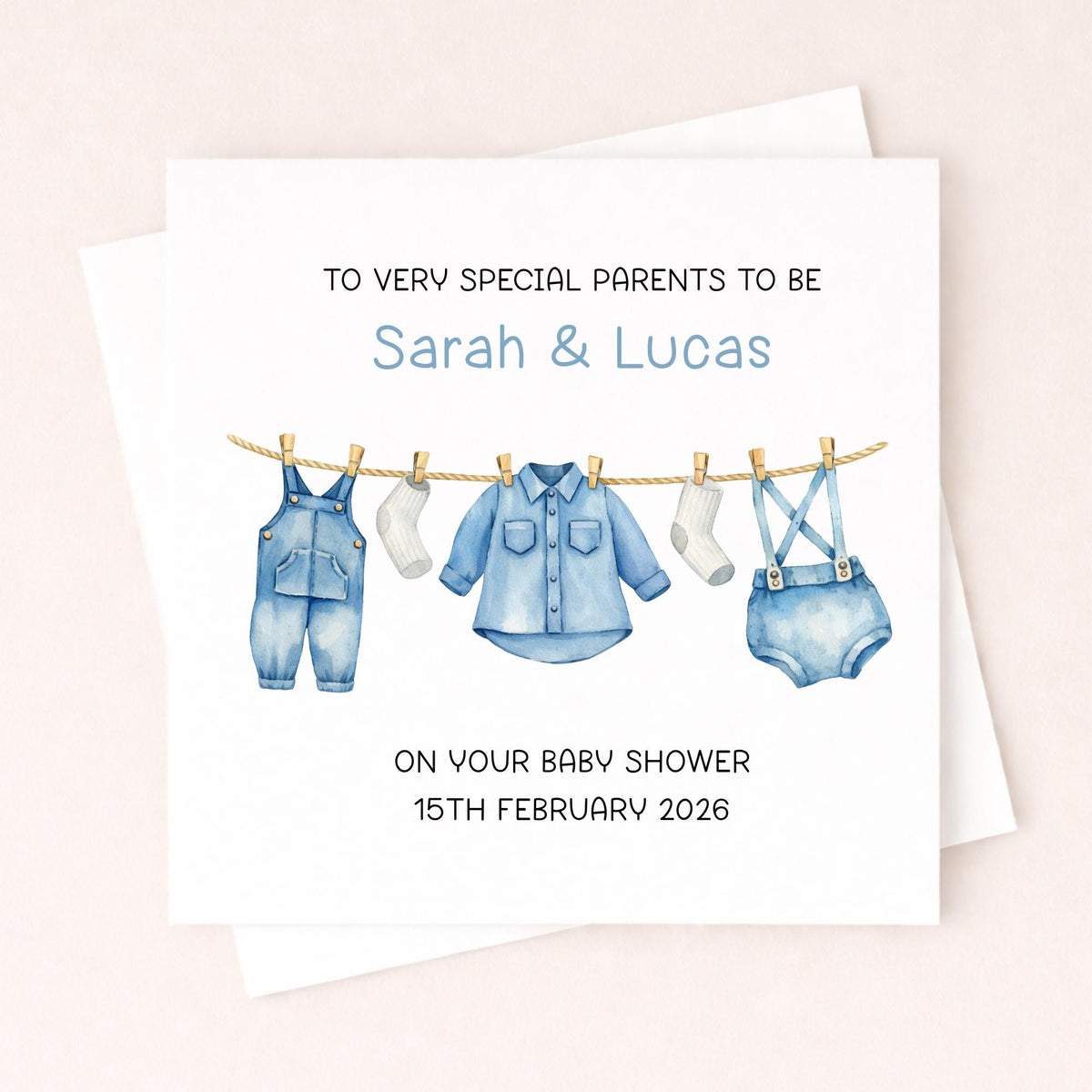 Personalised Baby Shower Card – Parents To Be Card – Custom Name & Date Baby Shower Card – New Baby Card Little Wishes By Amba