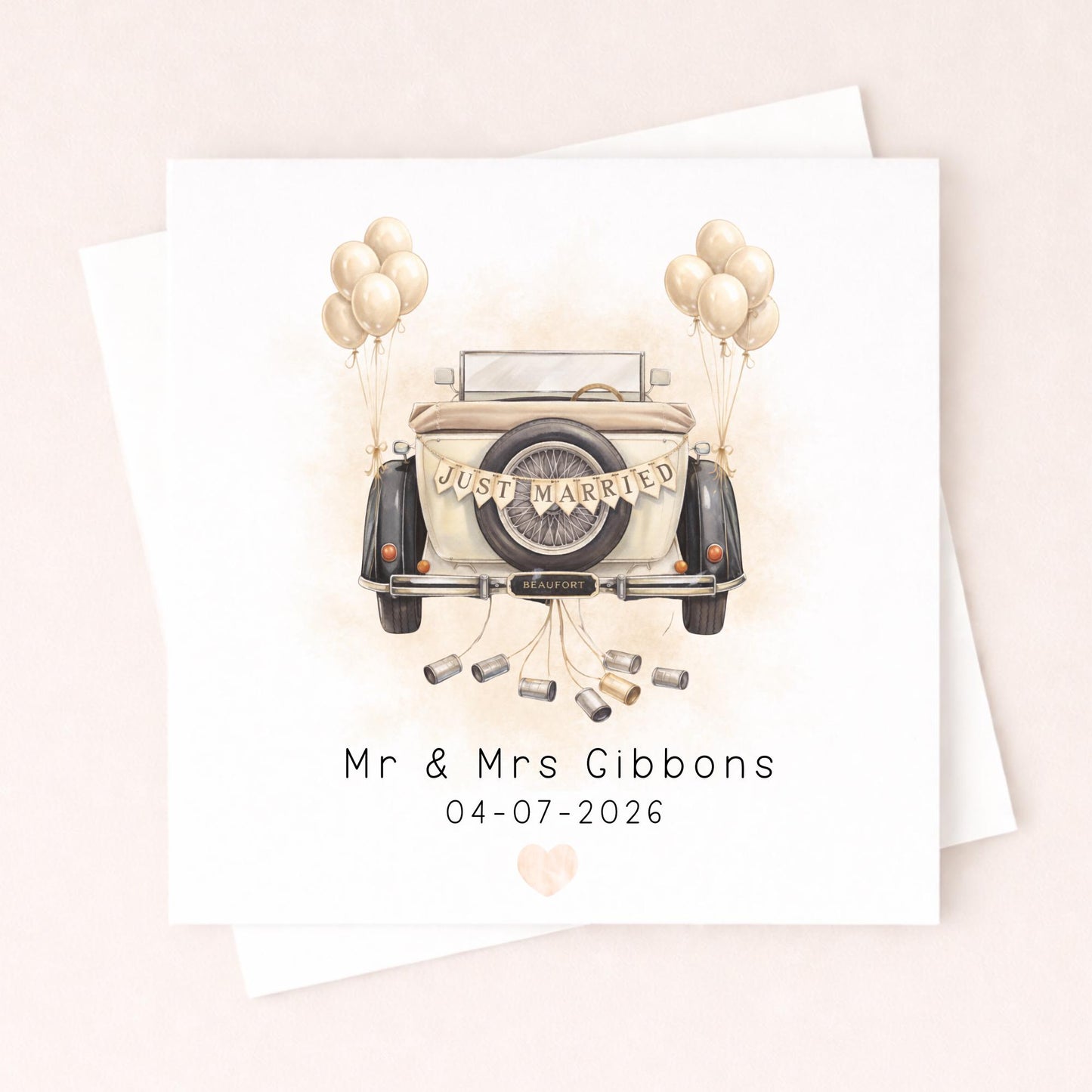 Personalised Wedding Card With Date – Just Married Car Wedding Card – Mr & Mrs Wedding Card – Custom Names Wedding Card (Copy)