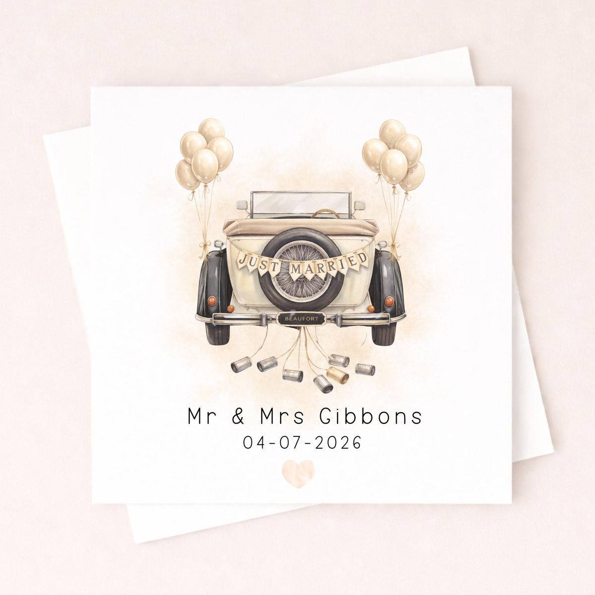 Personalised Wedding Card With Date – Just Married Car Wedding Card – Mr & Mrs Wedding Card – Custom Names Wedding Card (Copy) Little Wishes By Amba