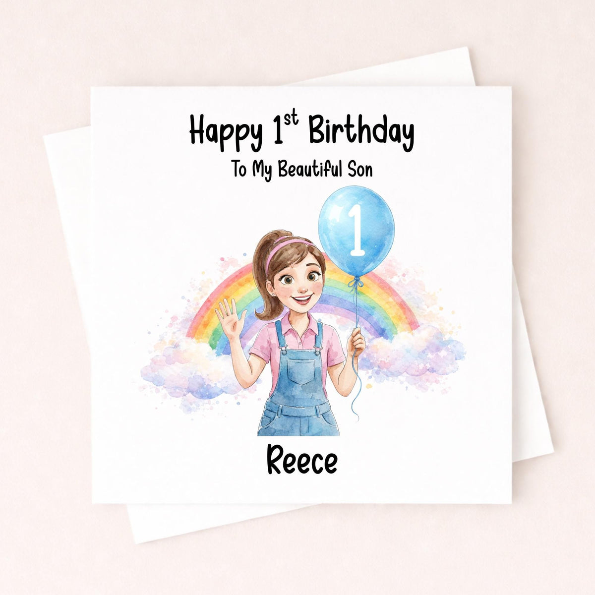 Personalised 1st Birthday Card Grandson – Rainbow Birthday Card Boy – Custom Name Baby Boy 1st Birthday Card Little Wishes By Amba