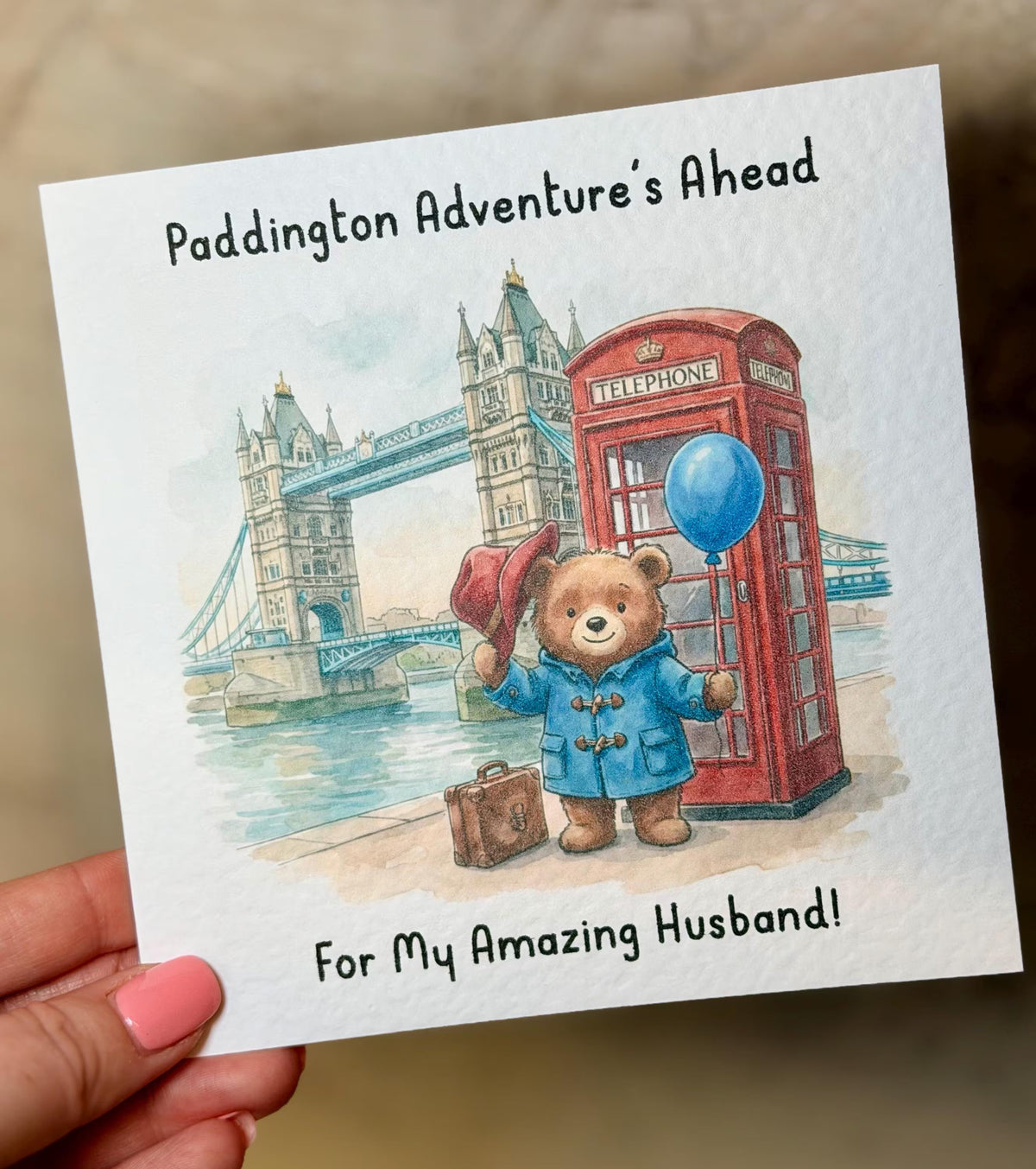 Personalised 1st Birthday Card Son – Cute Bear Birthday Card – Blue Balloon London Boy Birthday Card – Custom Name 1st Birthday Little Wishes By Amba