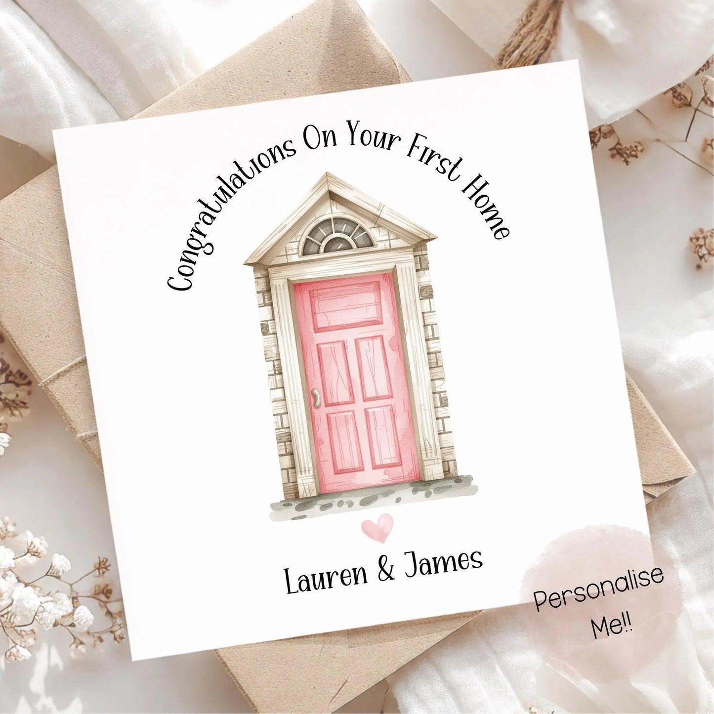 Personalised First Home Card, Congratulations On Your First Home, New Home Couple Card, Custom Names Housewarming Card