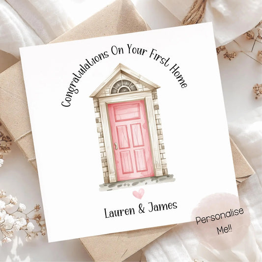 Personalised First Home Card, Congratulations On Your First Home, New Home Couple Card, Custom Names Housewarming Card