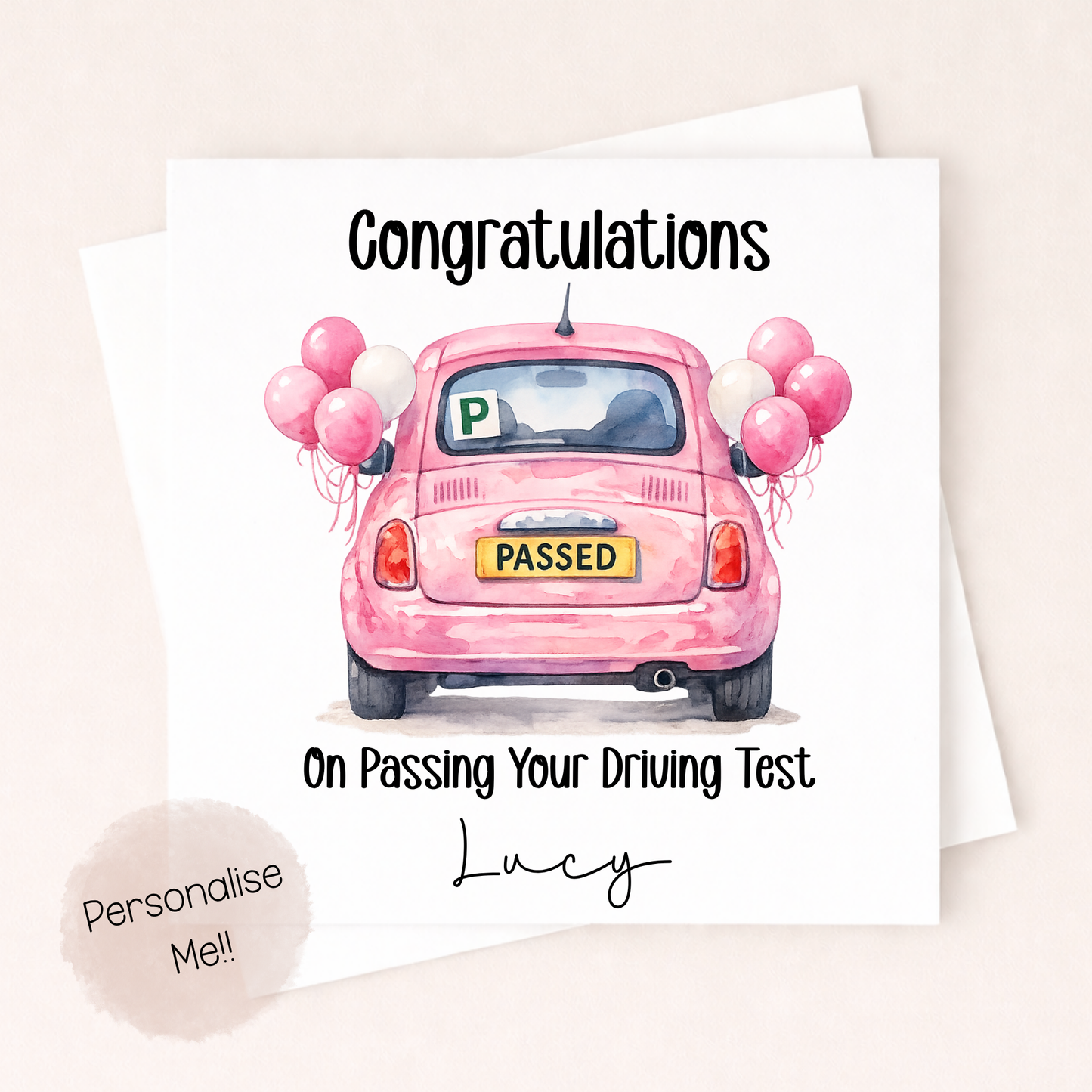 Personalised Driving Test Passed Card – Congratulations Driving Test Card – New Driver Card – Custom Name Passing Test Card