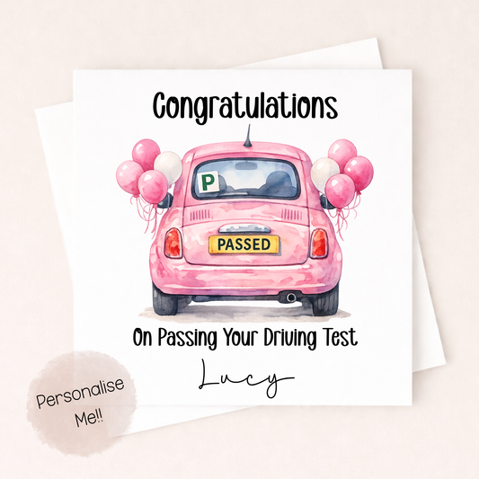 Personalised Driving Test Passed Card – Congratulations Driving Test Card – New Driver Card – Custom Name Passing Test Card