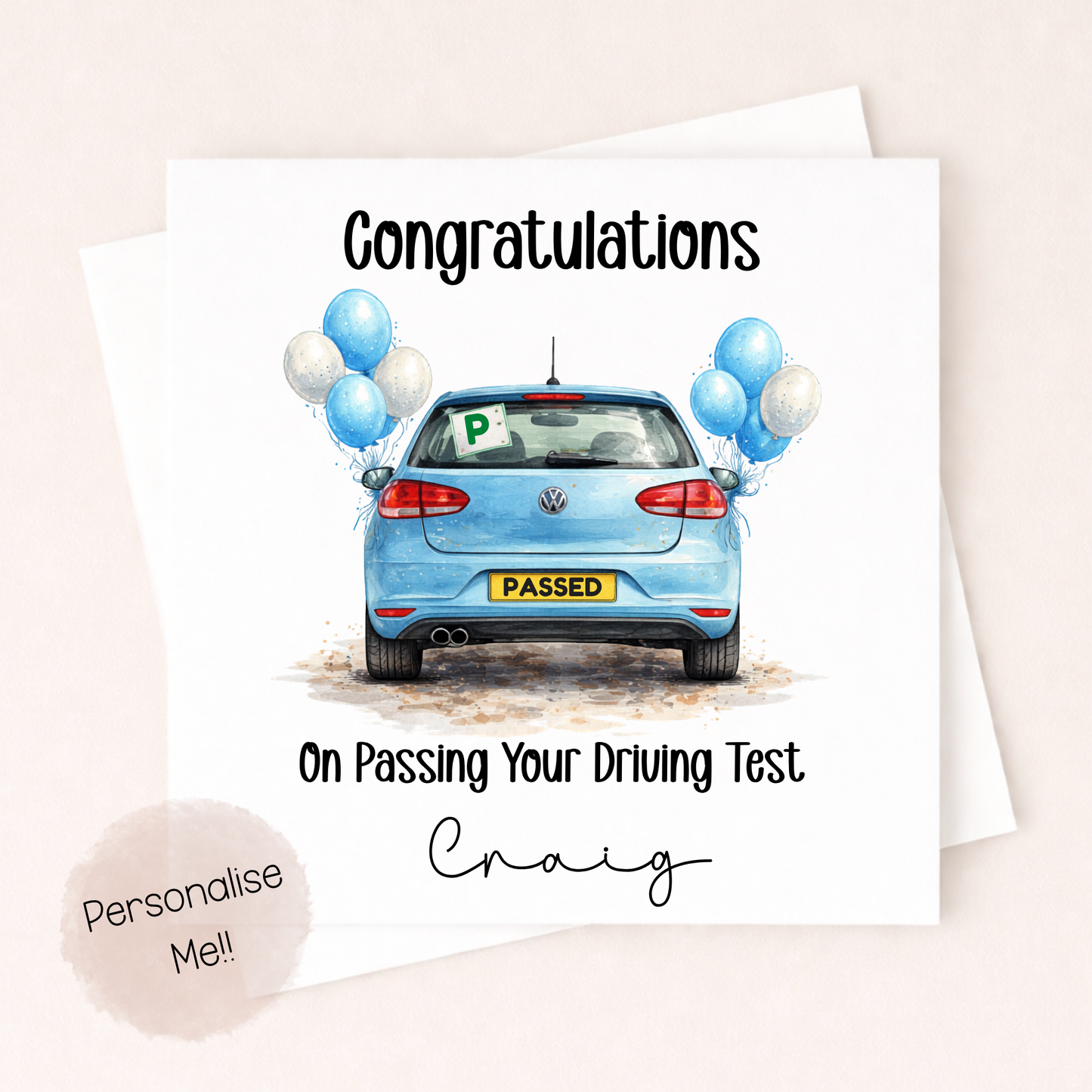 Personalised Driving Test Passed Card – Congratulations New Driver Card – Passed Driving Test Card – Custom Name Card