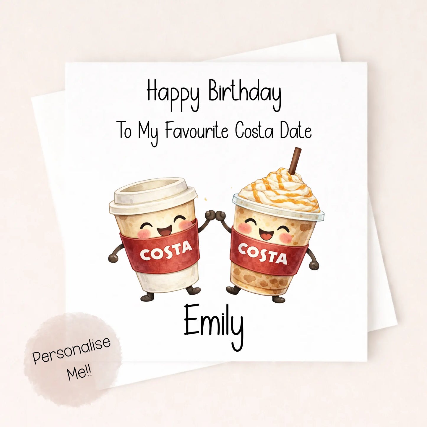 Personalised Funny Birthday Card – Costa Date Birthday Card – Best Friend Coffee Lover Card – Custom Name Birthday Card