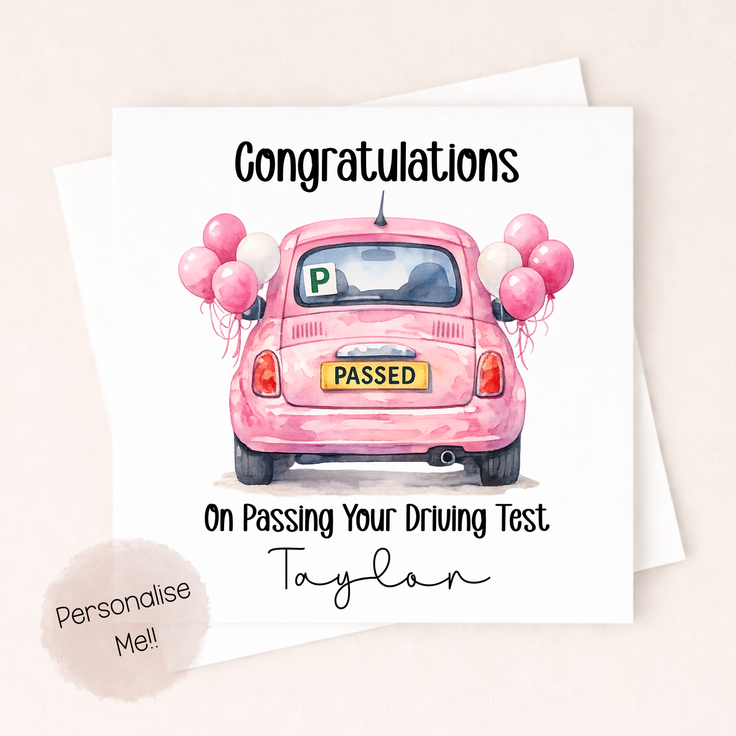 Personalised Driving Test Passed Card – Congratulations Driving Test Card – New Driver Card – Custom Name Passing Test Card