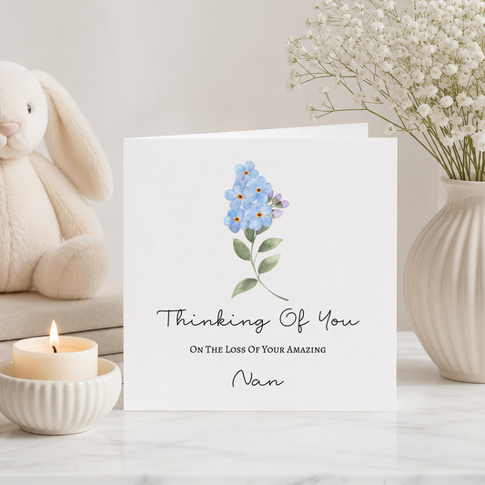 Personalised Sympathy Card for Loss of Nan | Thinking of You Bereavement Card | Custom Condolence Greeting Card Little Wishes By Amba
