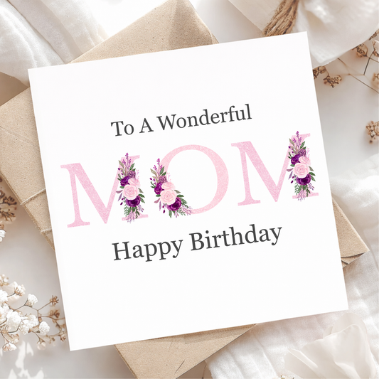 Greeting card for a wonderful mom with floral designs on a soft background