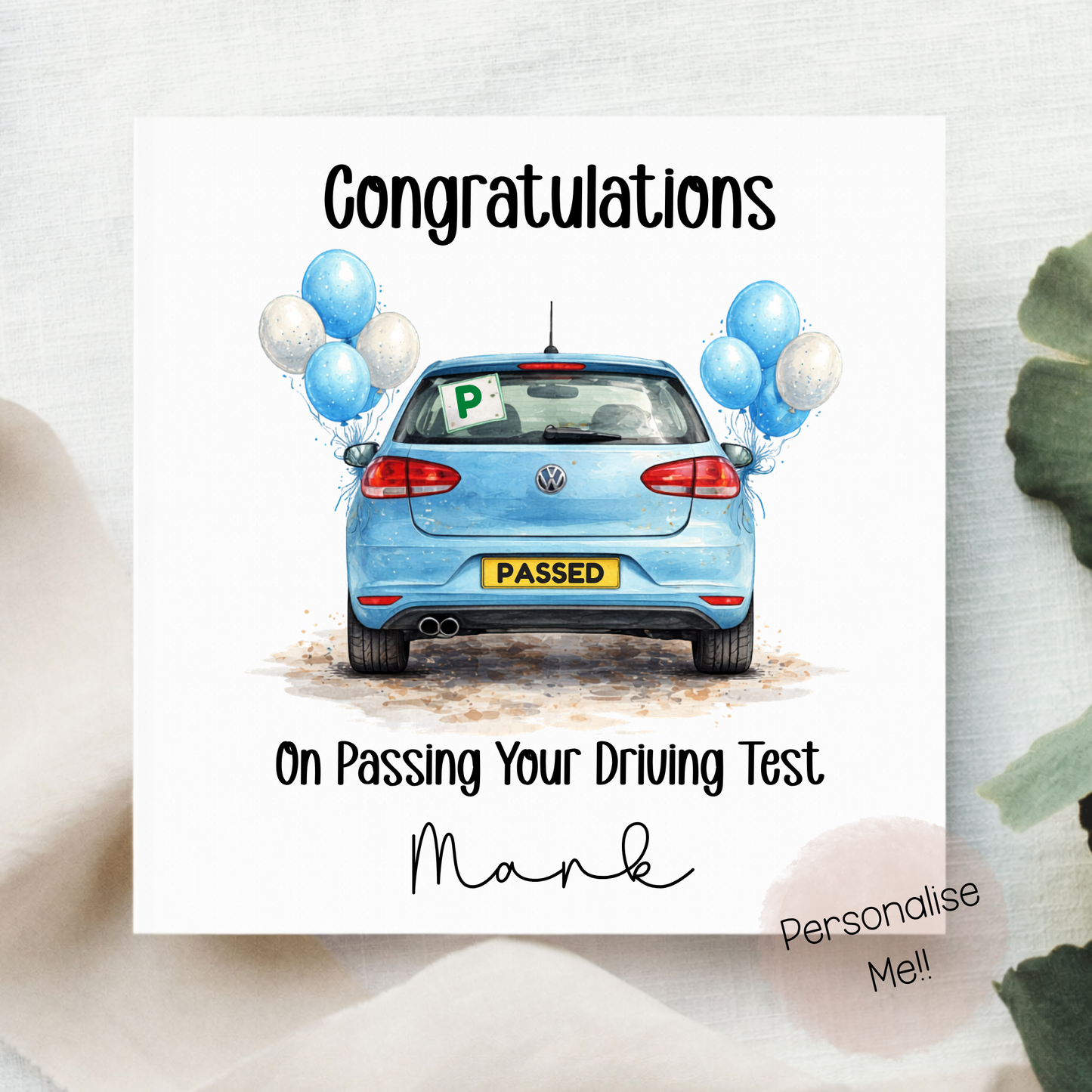 Personalised Driving Test Passed Card – Congratulations New Driver Card – Passed Driving Test Card – Custom Name Card