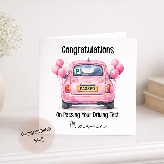 Personalised Driving Test Passed Card – Congratulations Driving Test Card – New Driver Card – Custom Name Passing Test Card