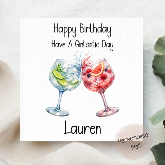 Personalised Gin Birthday Card – Funny Gintastic Birthday Card – Gin Lover Birthday Card – Custom Name Birthday Card