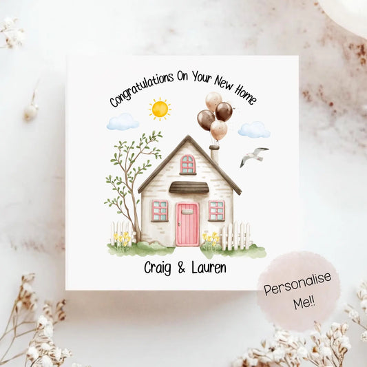 Personalised New Home Card – Congratulations On Your New Home Card – Housewarming Card – Custom Names New Home Card