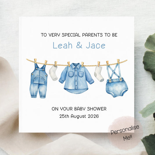 Personalised Baby Shower Card – Parents To Be Card – Custom Name & Date Baby Shower Card – New Baby Card