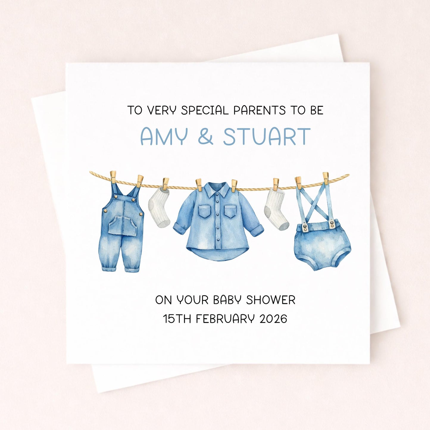 Personalised Baby Shower Card – Parents To Be Card – Custom Name & Date Baby Shower Card – New Baby Card