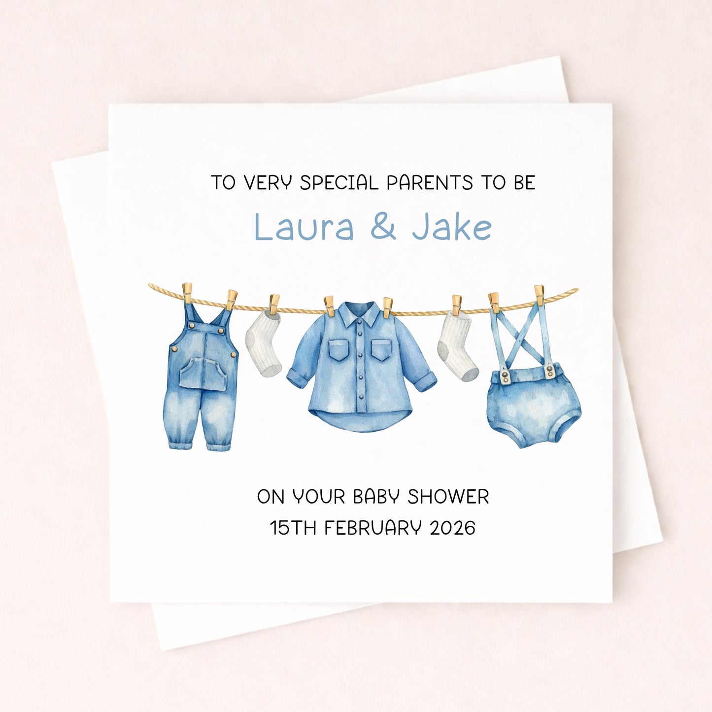 Personalised Baby Shower Card – Parents To Be Card – Custom Name & Date Baby Shower Card – New Baby Card