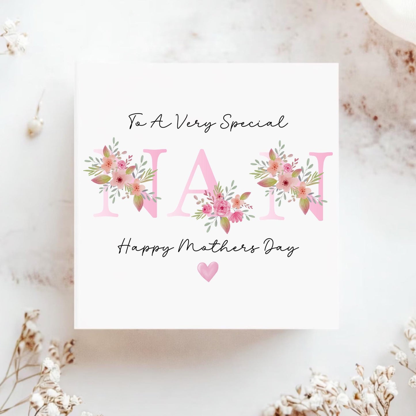 Personalised Mothers Day Card Nan Gran – Floral Mothers Day Card – Nanny Grandma Card – Custom Name Mothers Day Card