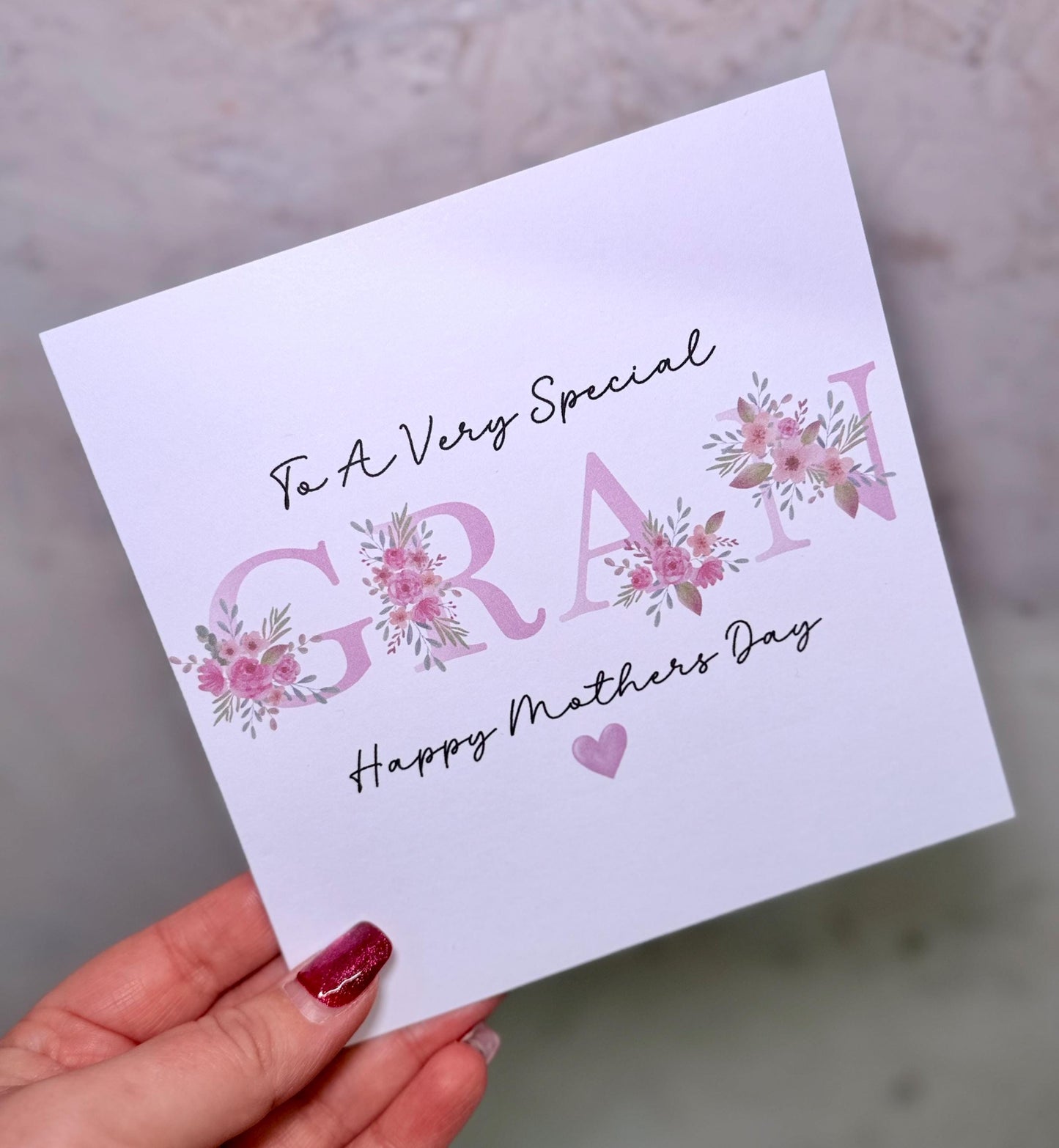Personalised Mothers Day Card Nan Gran – Floral Mothers Day Card – Nanny Grandma Card – Custom Name Mothers Day Card