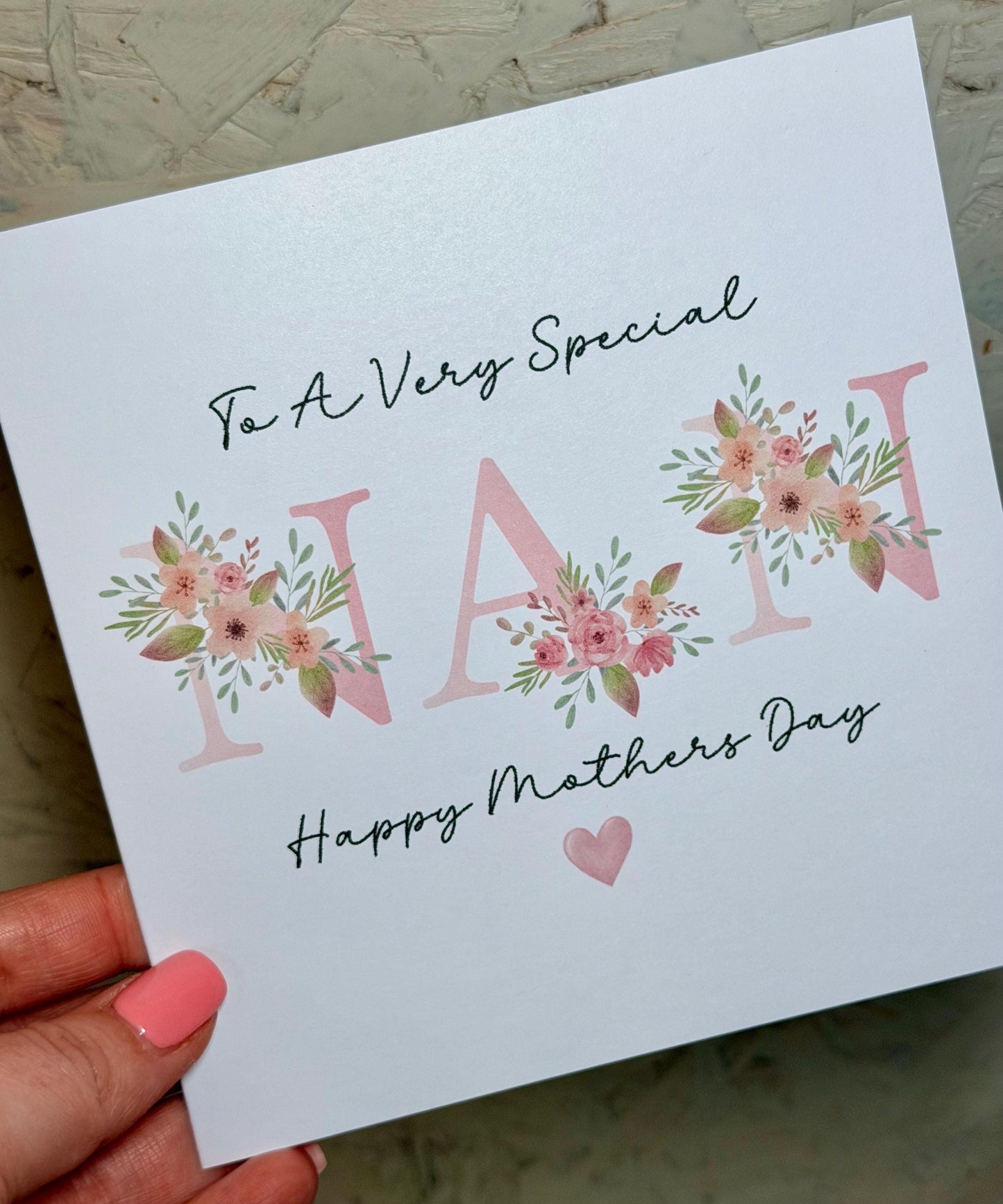 Personalised Mothers Day Card Nan Gran – Floral Mothers Day Card – Nanny Grandma Card – Custom Name Mothers Day Card