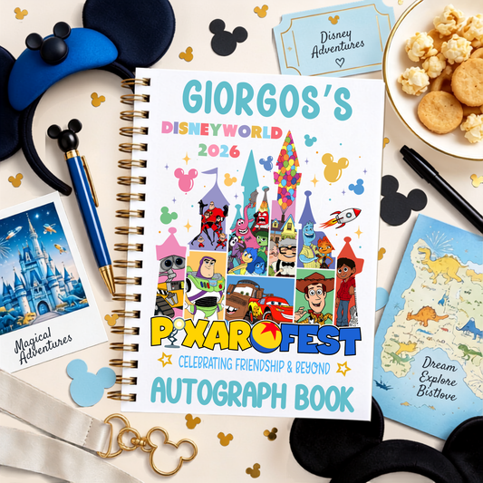 Personalised Disney World Autograph Book | Custom Name & Year Disney Holiday Keepsake Creative Wishes By Amba