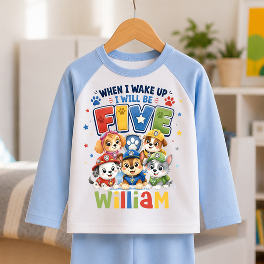 Personalised Rescue Pup Birthday Pyjamas for Kids | Any Name & Age | Birthday Eve PJs Creative Wishes By Amba