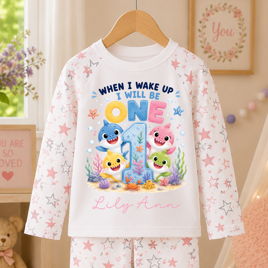 Personalised Shark Birthday Pyjamas for Kids | Any Name & Age Little Wishes By Amba