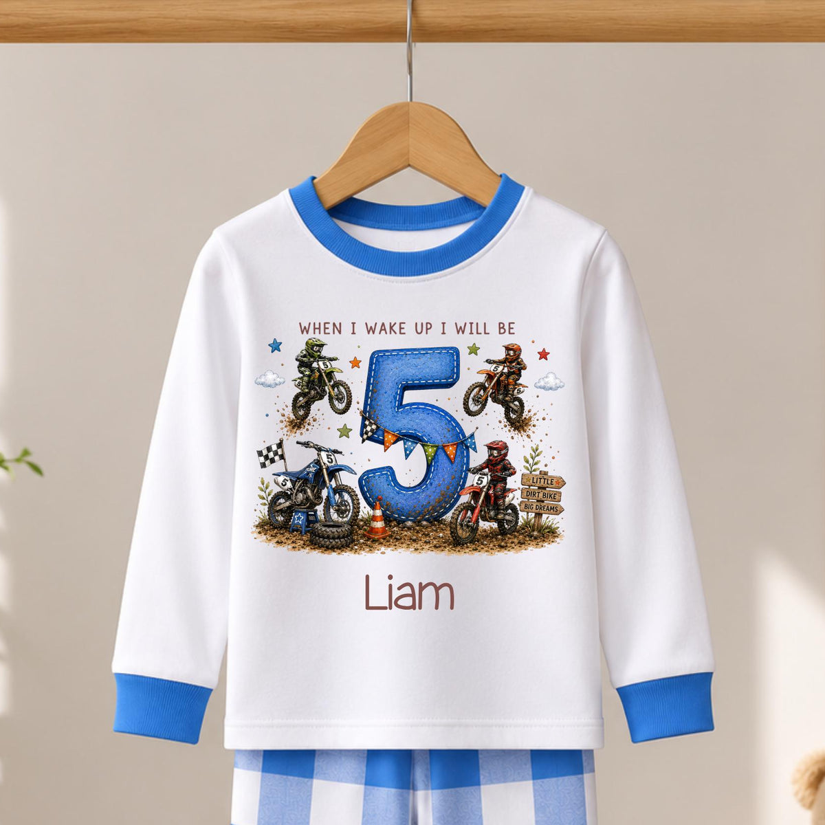 Personalised Dirt Bike Birthday Set, Motocross Birthday Outfit, When I Wake Up Set, Custom Name Any Age Toddler Gift