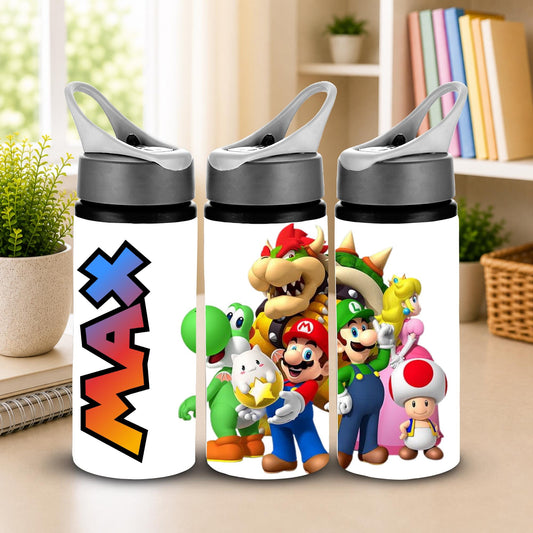 Personalised Gaming Water Bottle, Custom Name Kids Bottle, Gamer Adventure Drink Bottle, Back to School Gift, Boys Aluminium Flask
