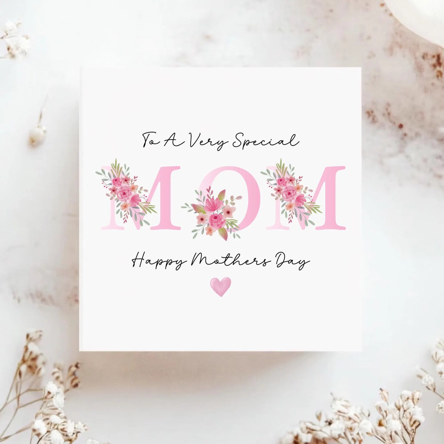 Personalised Mothers Day Card Mum Mom – Floral Mothers Day Card – Custom Name Mothers Day Card – Mum Gift