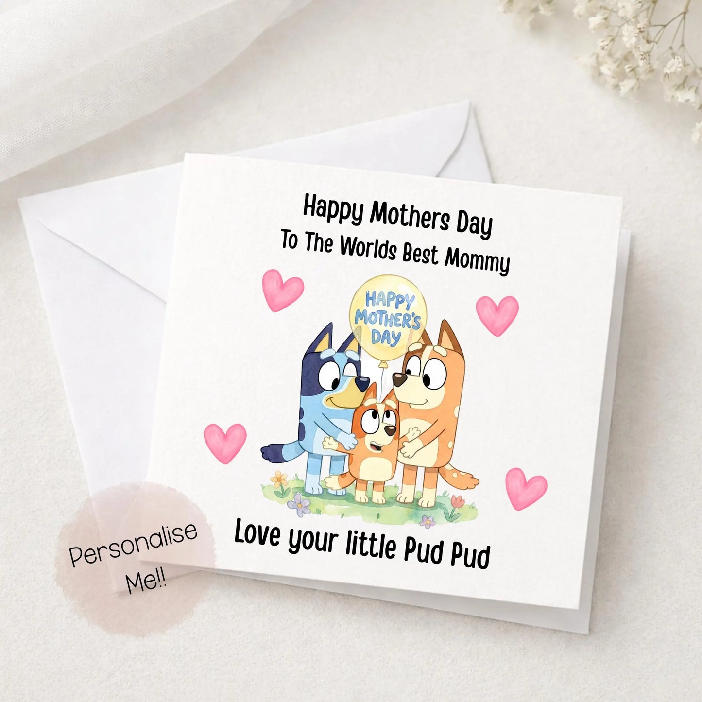 Personalised Mothers Day Card Mommy – Cute Kids Mothers Day Card – From Child Mothers Day Card – Custom Message Card